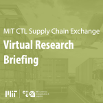 Text reading Virtual Research Briefing over an image of a shipping container, airplane and an 18 wheeler truck.